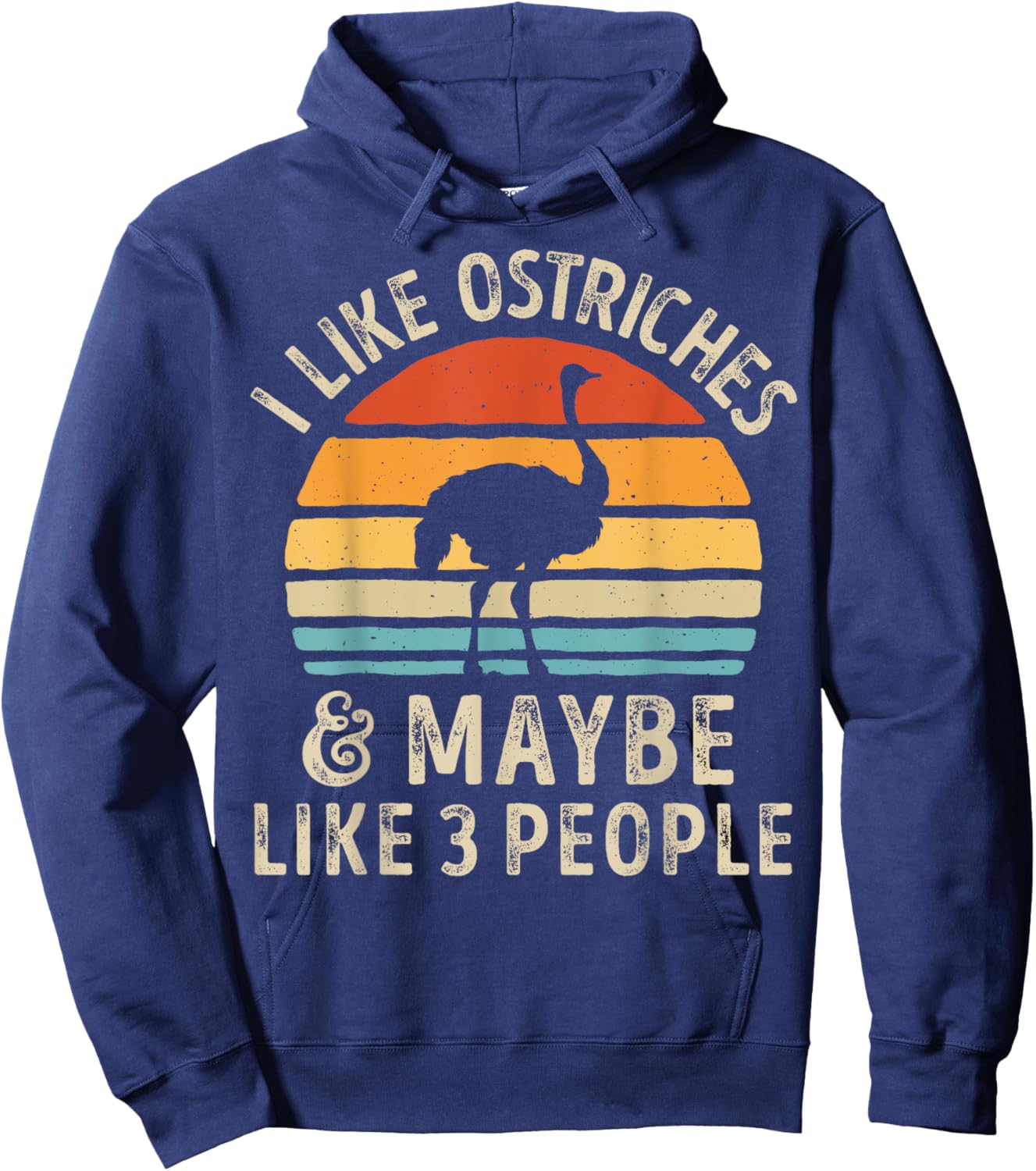 I Like Ostriches and Maybe 3 People Funny Ostrich Vintage Hoodie - Hoodie | Navy