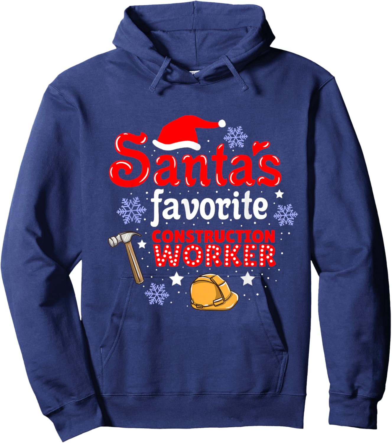 Santas Favorite Construction Worker Christmas Hoodie - Hoodie | Navy
