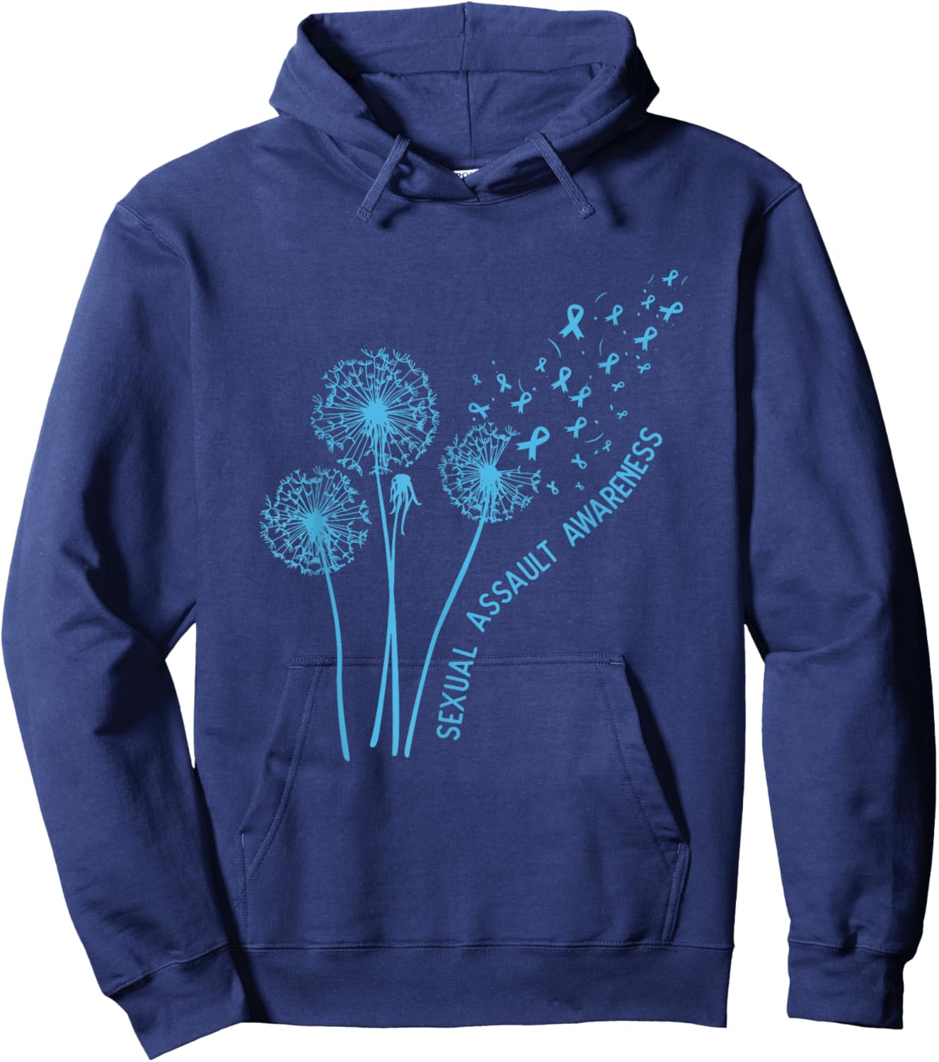 April Sexual Assault Awareness Month Teal Dandelion Ribbons Hoodie - Hoodie | Navy