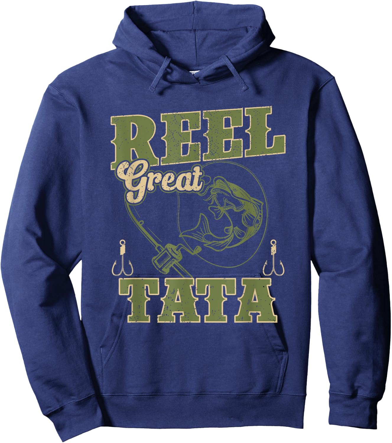 Reel Great Tata Shirt Cool Fishing Funny Father's Da Hoodie - Hoodie | Navy