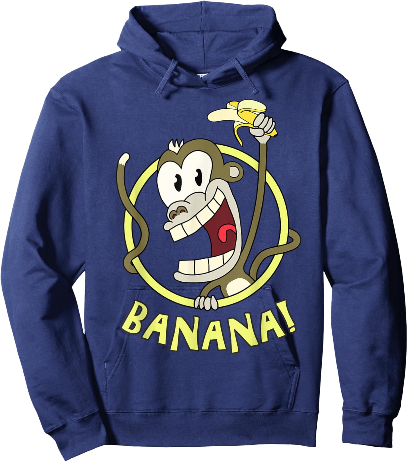 Happy Cartoon Banana Monkey.Cool, Funny and Cute. Hoodie - Hoodie | Navy