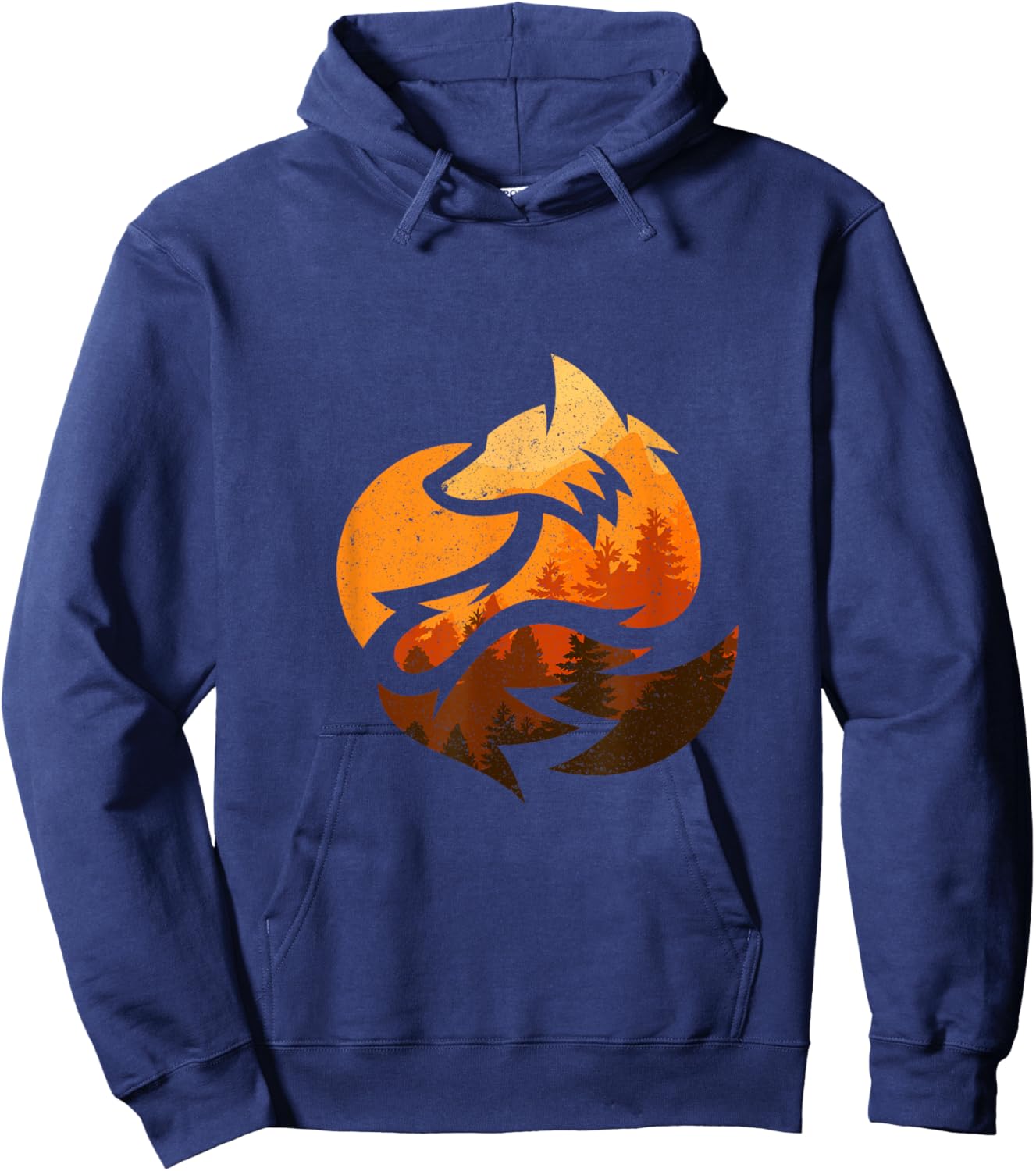 Fox Animal Design Gifts with Nature Trees Hunting Hoodie - Hoodie | Navy