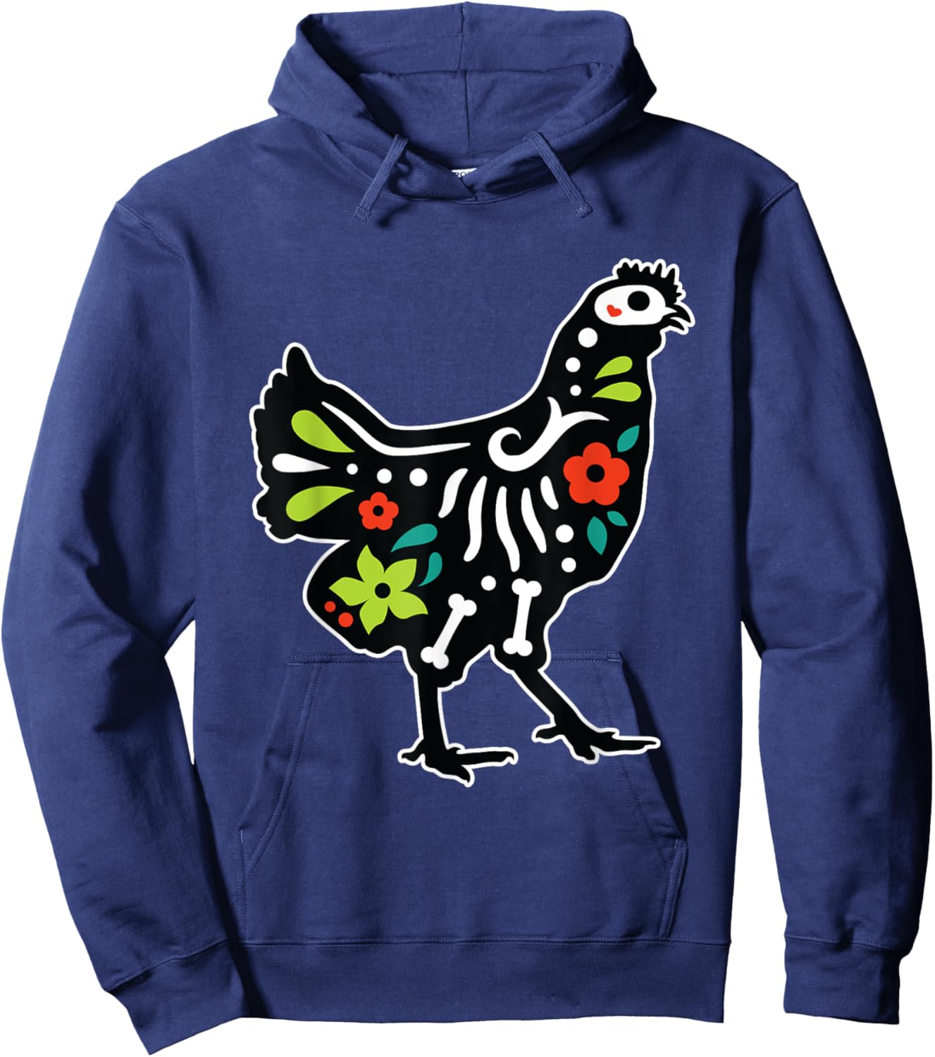 Chicken Sugar Skull Dia De Los Muertos Mexican Day Of Dead Hoodie - Hoodie | Navy