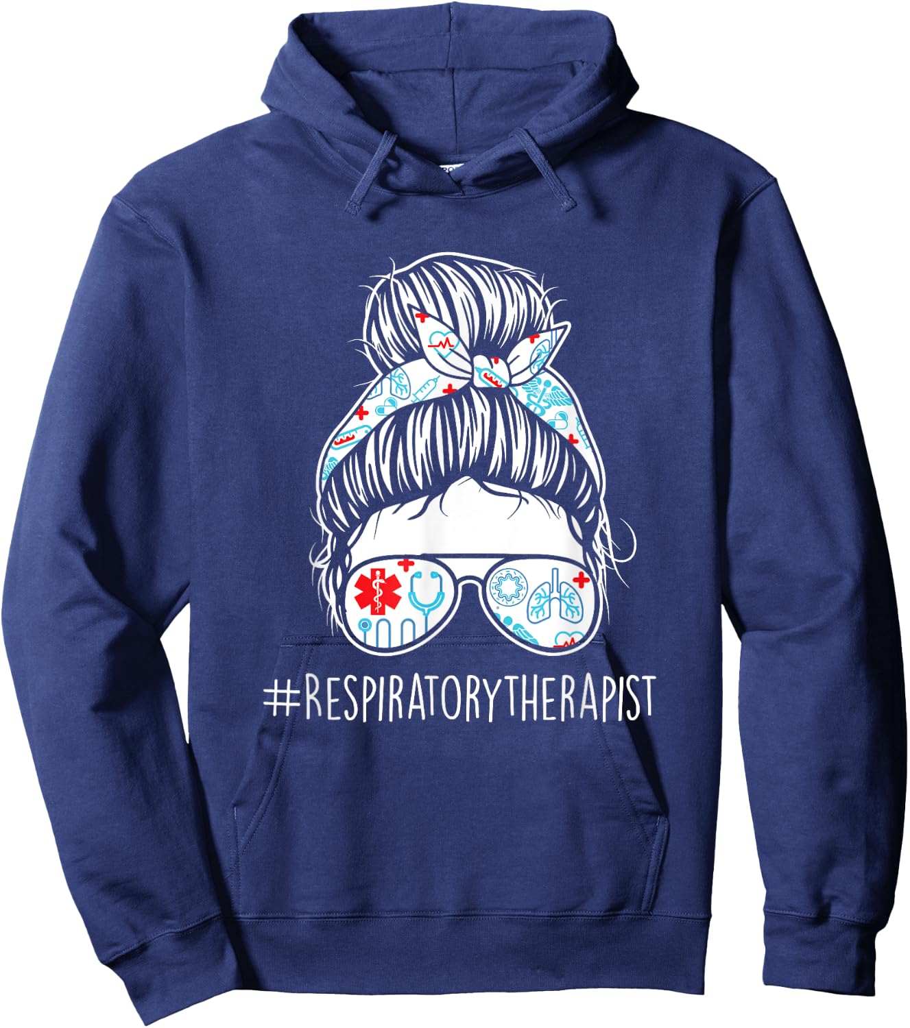Respiratory Therapist - Woman Medical Worker Lung Therapy Hoodie - Hoodie | Navy
