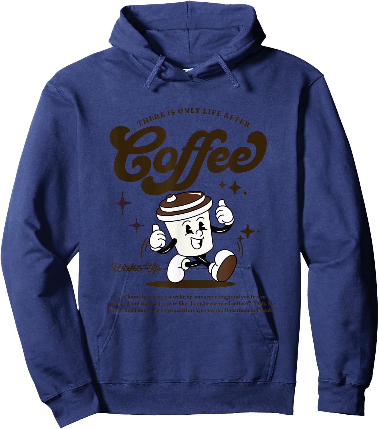 Retro Life after Coffee Hoodie - Hoodie | Navy