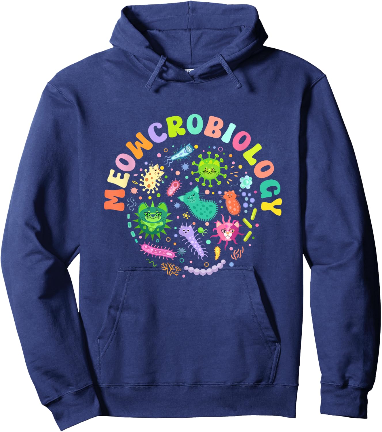 Meowcrobiology Funny Cats Microbiology Science Teacher Hoodie - Hoodie | Navy