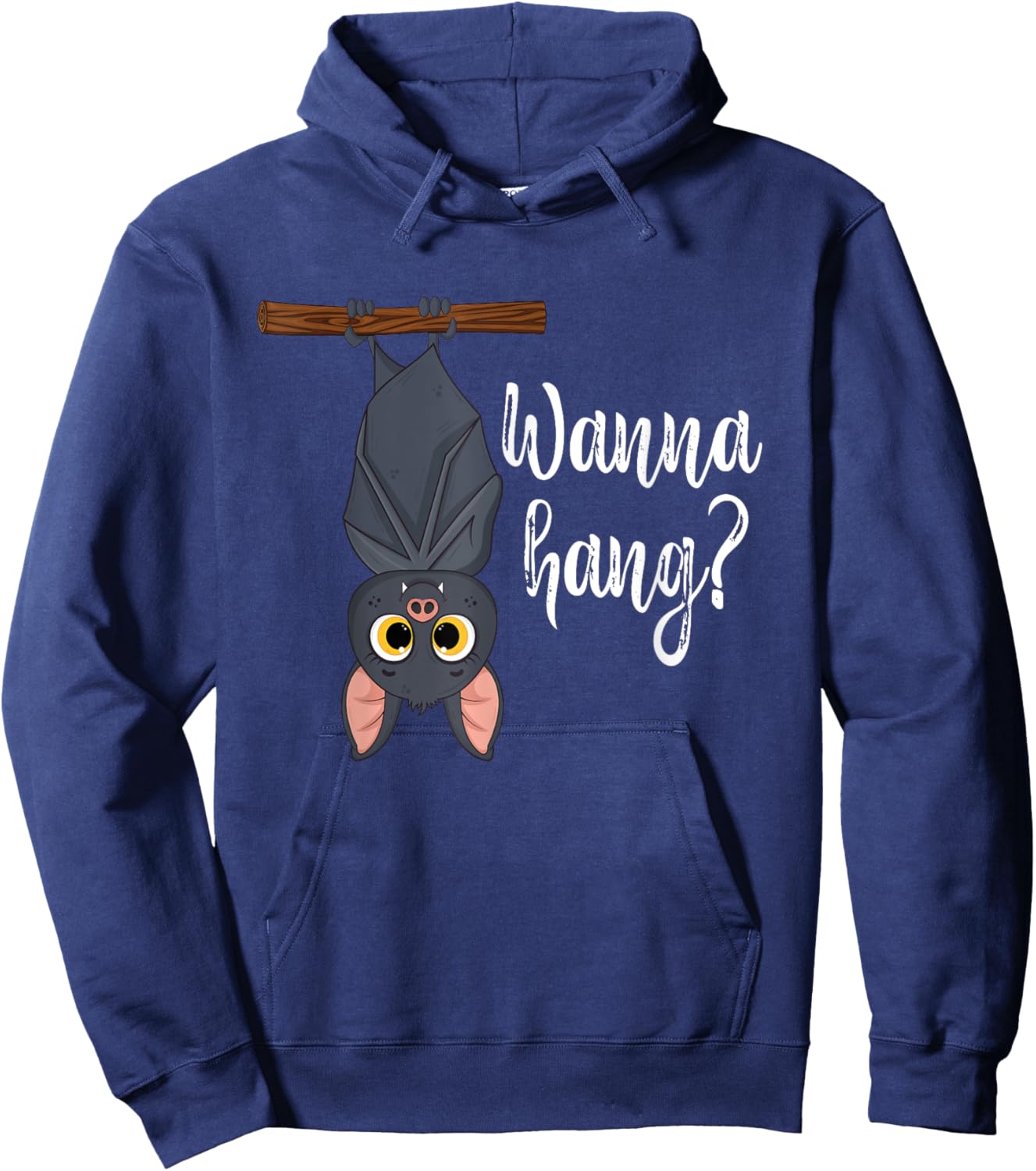 Wanna Hang Cute Funny Pun Bat Lover Halloween Hoodie - Hoodie | Navy