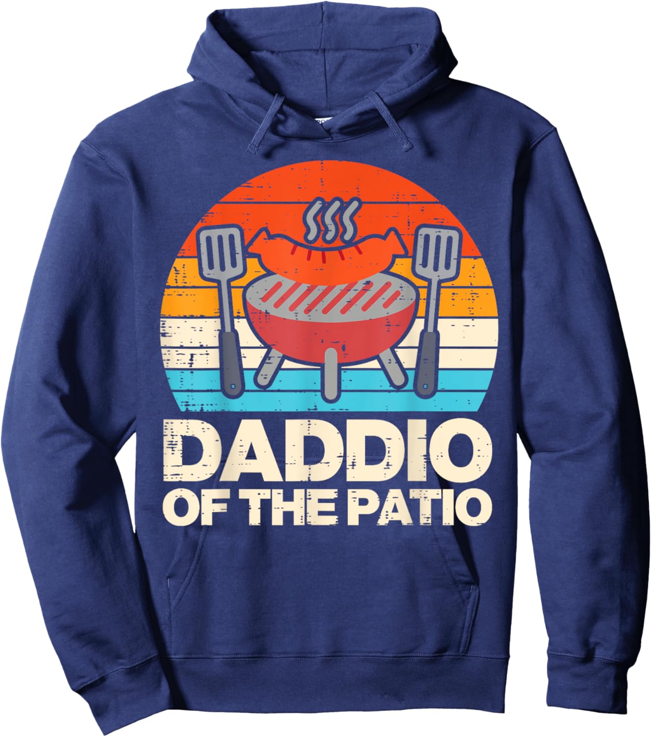 Daddio Of The Patio Sunset Retro Grilling Daddy Dad Papa Men Hoodie - Hoodie | Navy