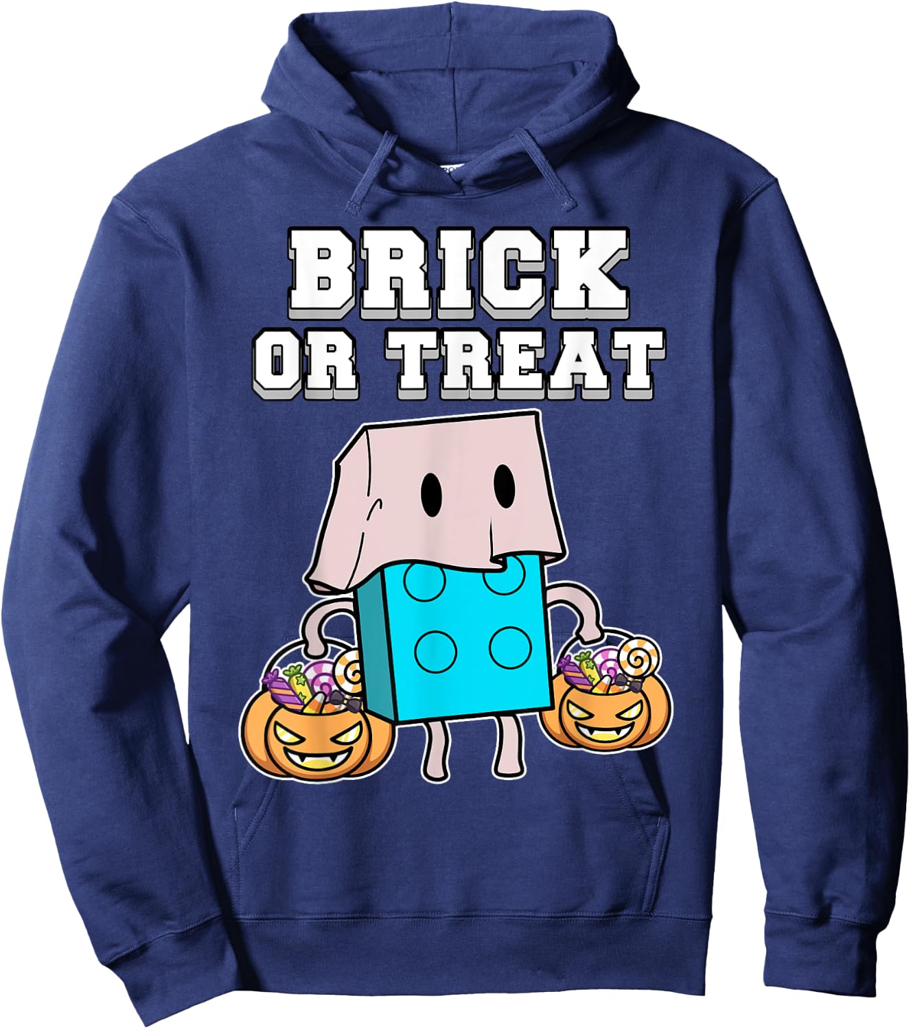 Block Building Halloween Brick Or Treat Kids Master Builder Hoodie - Hoodie | Navy