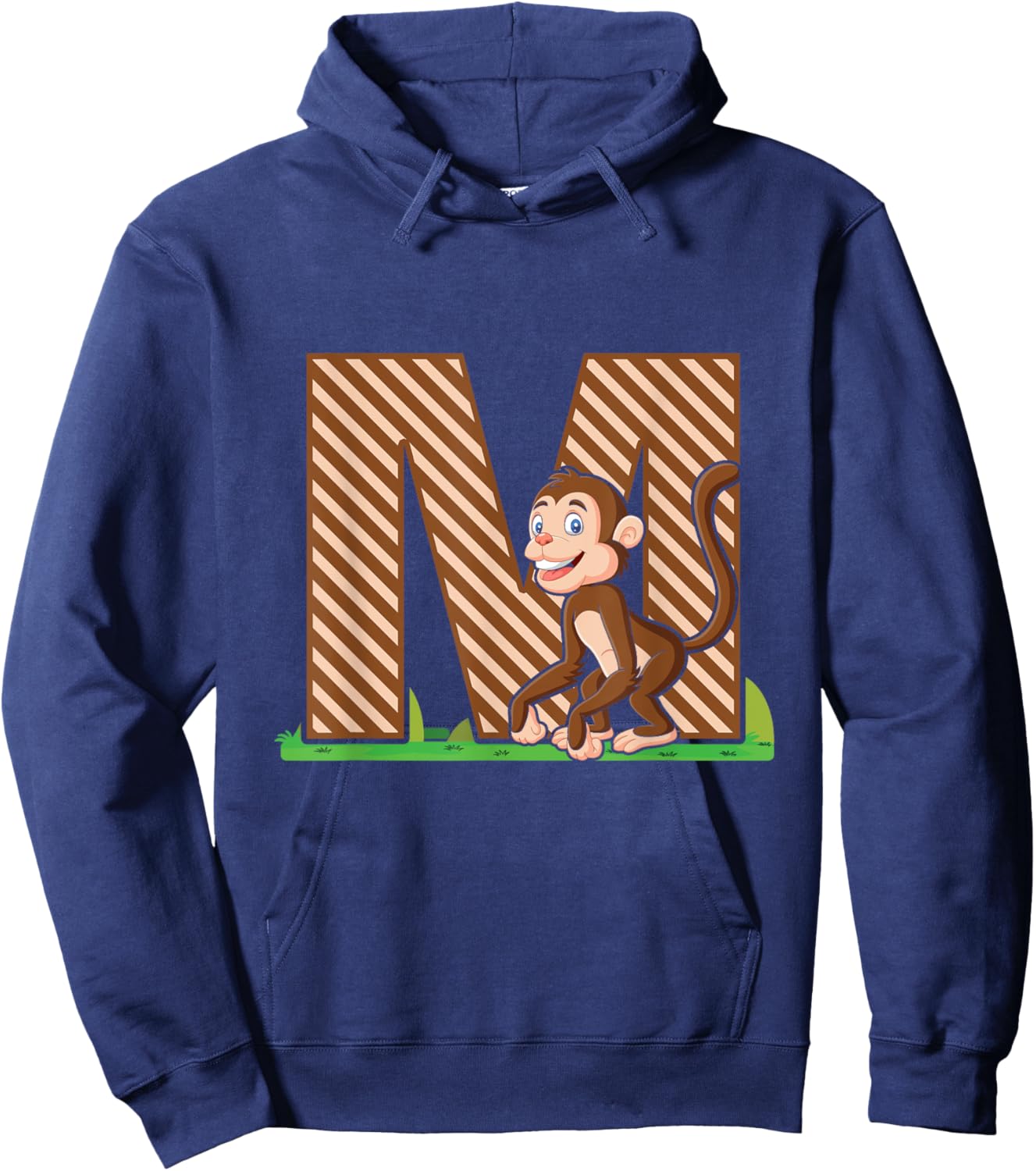 Letter M Monkey Alphabet Last Name Consonant Initials Animal Hoodie - Hoodie | Navy