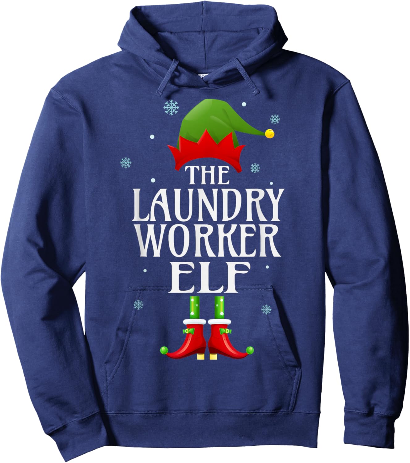 Laundry Worker Elf Xmas Funny Family Matching Christmas Hoodie - Hoodie | Navy