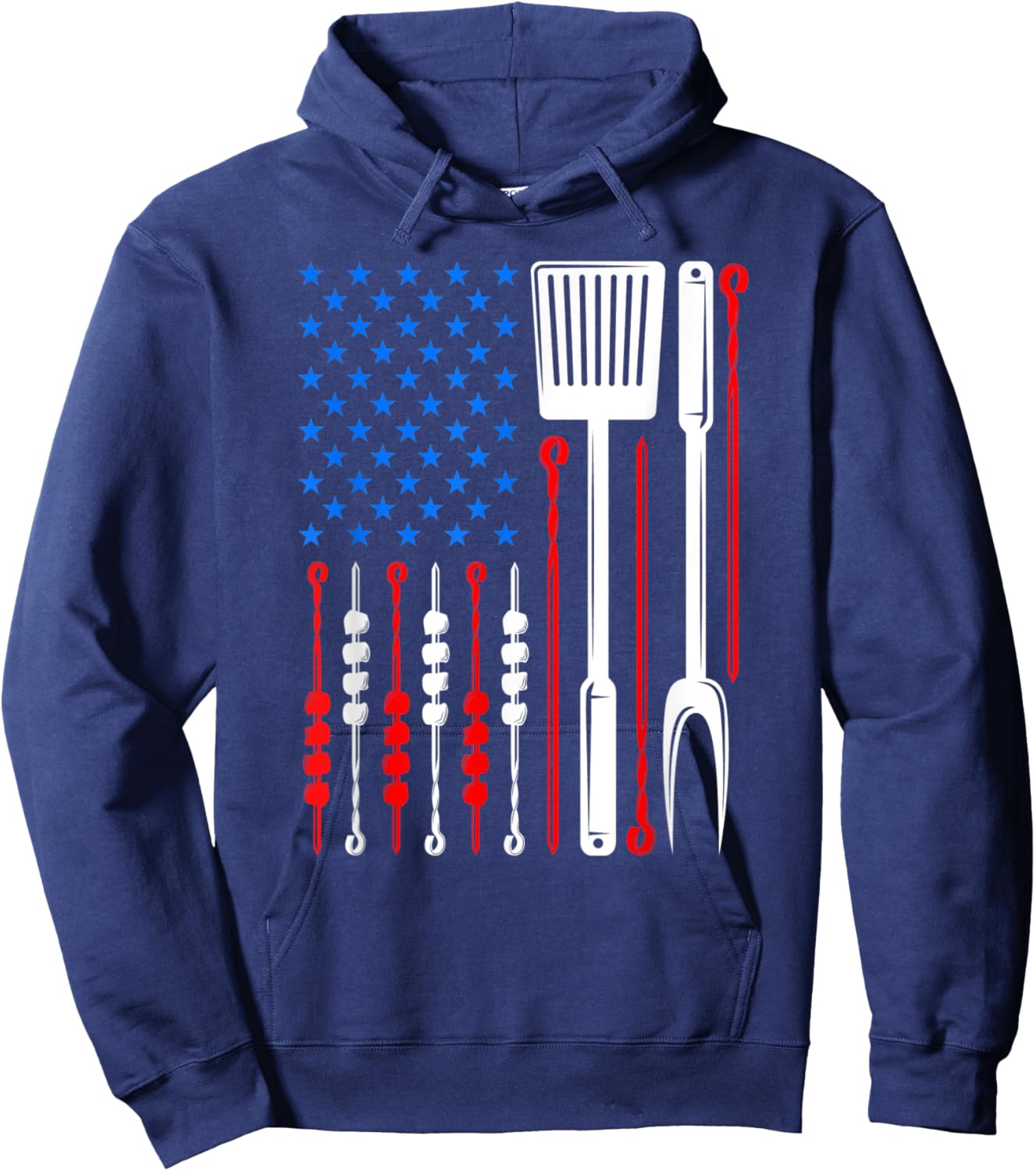 American Flag Barbecue Son Dad Husband Fathers Day Funny Hoodie - Hoodie | Navy