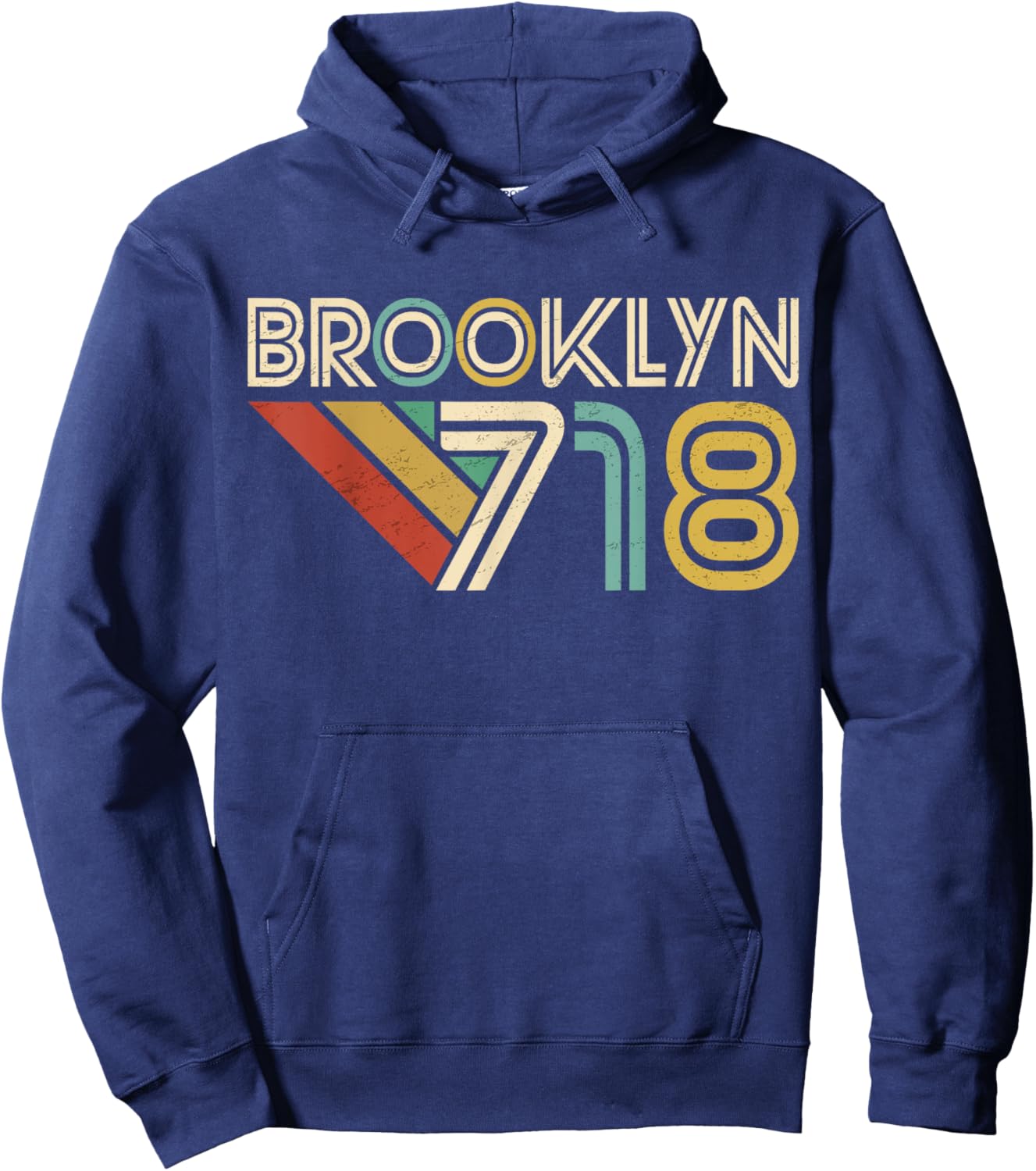 Brooklyn 718 New York City State Vintage Brooklyn Area Code Hoodie - Hoodie | Navy
