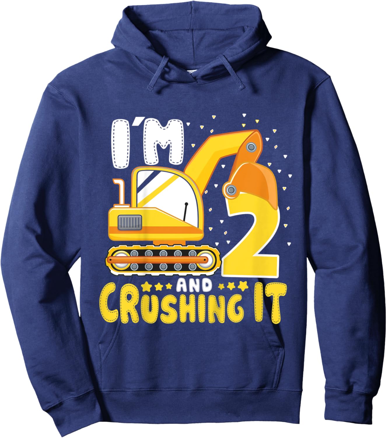 Kids I'M 2 AND CRUSHIN IT 2nd Birthday Boy 2 Year Old Excavator Hoodie - Hoodie | Navy