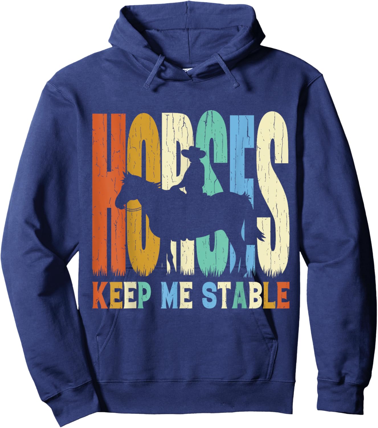 Retro Vintage Style Horses Keep Me Stable Hoodie - Hoodie | Navy