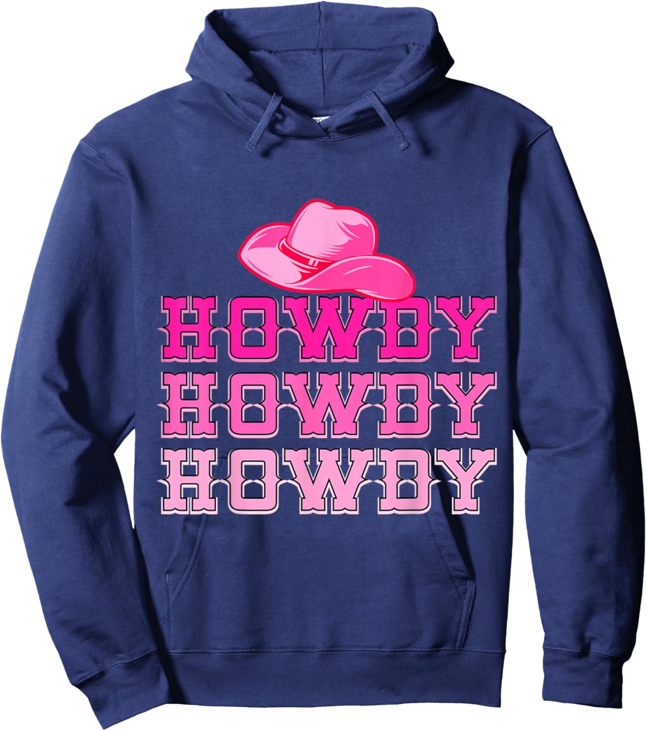 Pink Howdy Western Rodeo Country Woody Cowboy Yee Haw Women Hoodie - Hoodie | Navy