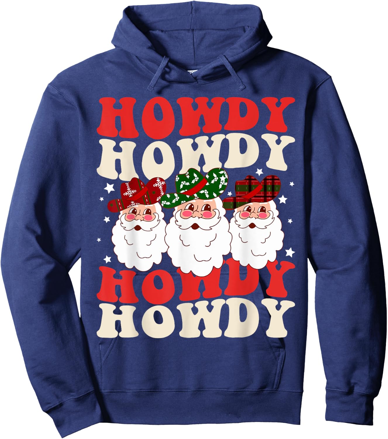 Retro Christmas Cowboy Santa Howdy Rodeo Western Xmas Hoodie - Hoodie | Navy