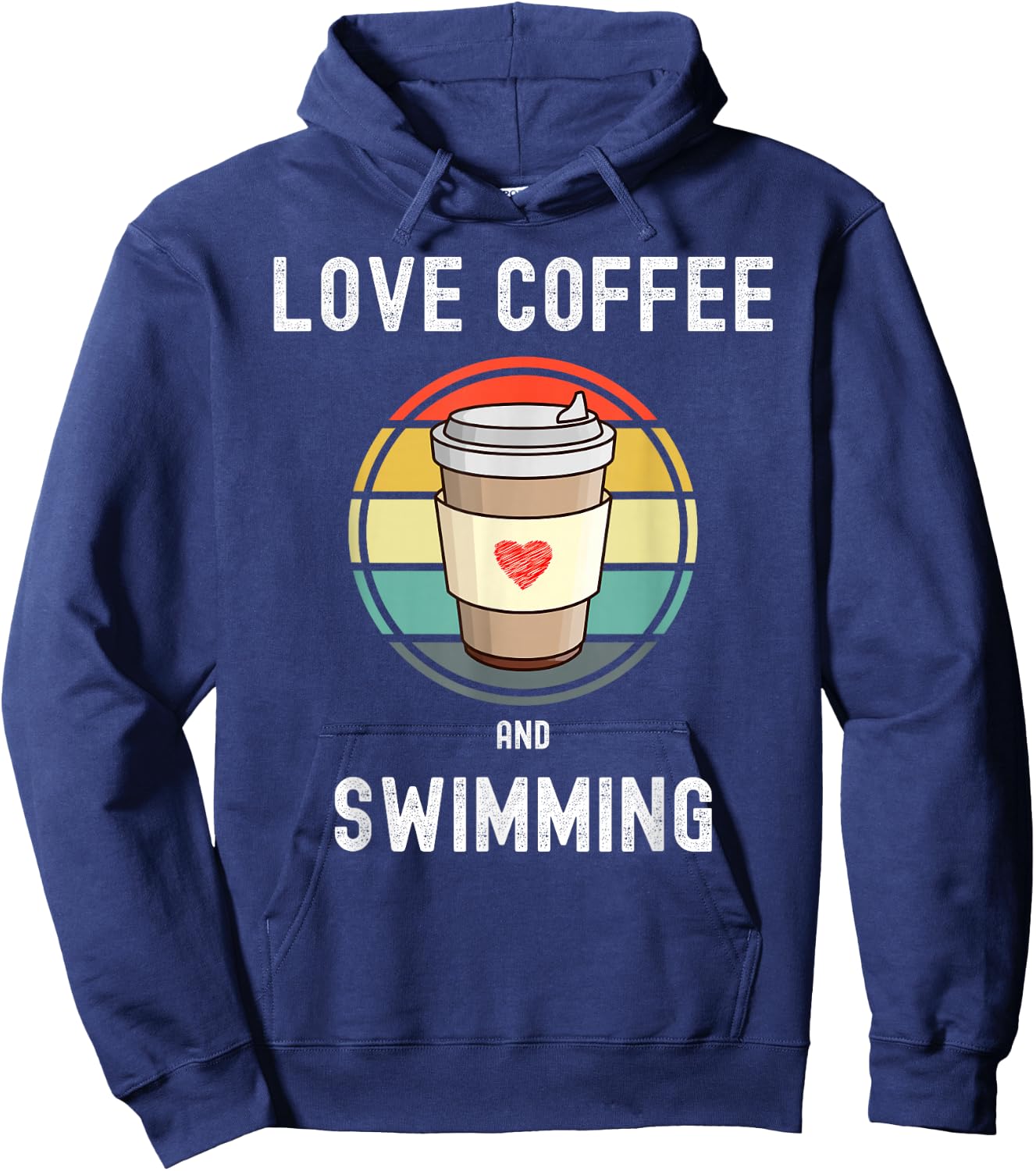 Love Drinking Coffee And Swimming Hoodie - Hoodie | Navy