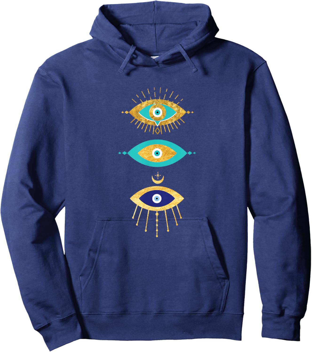 Third Eye All Seeing Spiritual Gift Apparel Evil Eye Curse Protection , Teen Girls & Teens, Black, Short Sleeve, Classic Fit, Small Hoodie - Hoodie | Navy