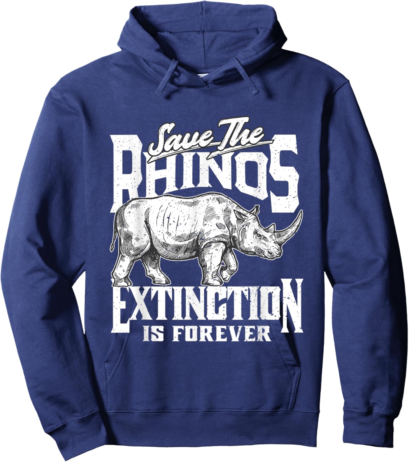 Vintage Distressed Save The Rhinos Extinction Is Forever Hoodie - Hoodie | Navy