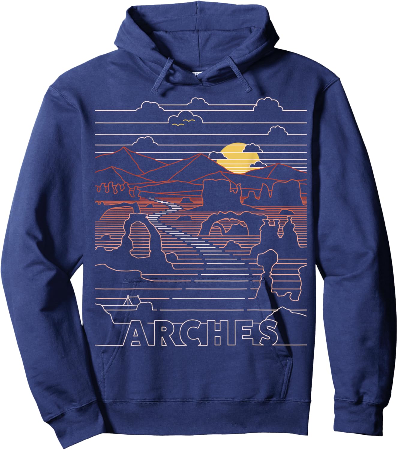 Vintage Retro Arches National Park - Delicate Arch Moab Utah Hoodie - Hoodie | Navy