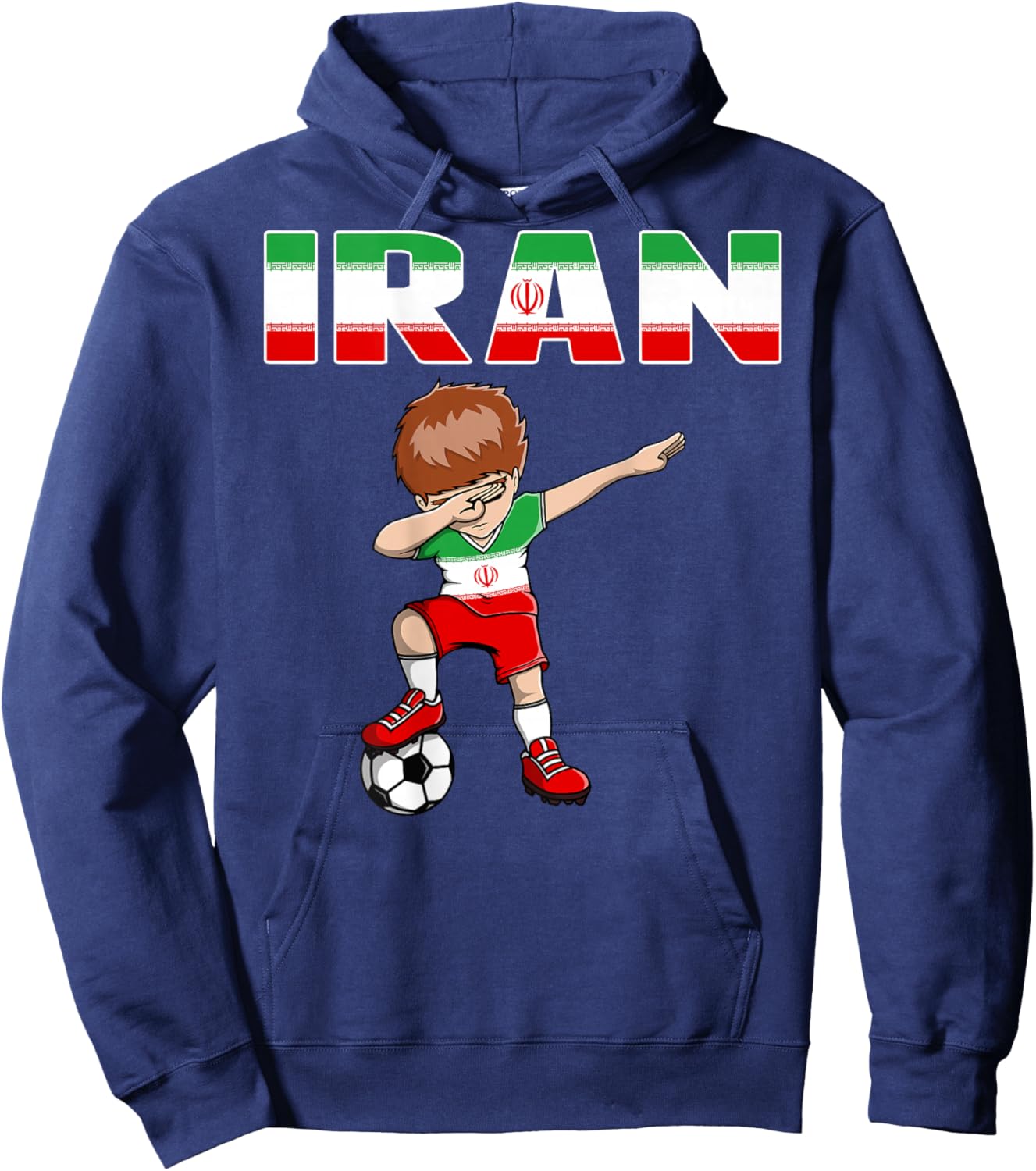 Dabbing Soccer Boy Iran Soccer Fans Jersey Iranian Football Hoodie - Hoodie | Navy