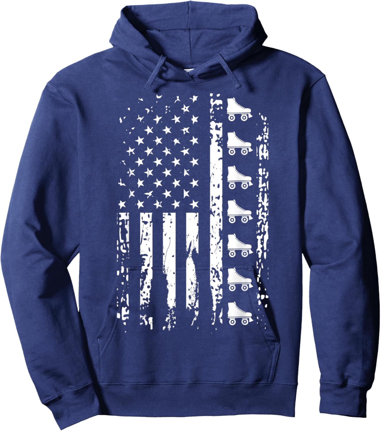 Roller Skate Shirt American Flag USA Roller Skating Hoodie - Hoodie | Navy
