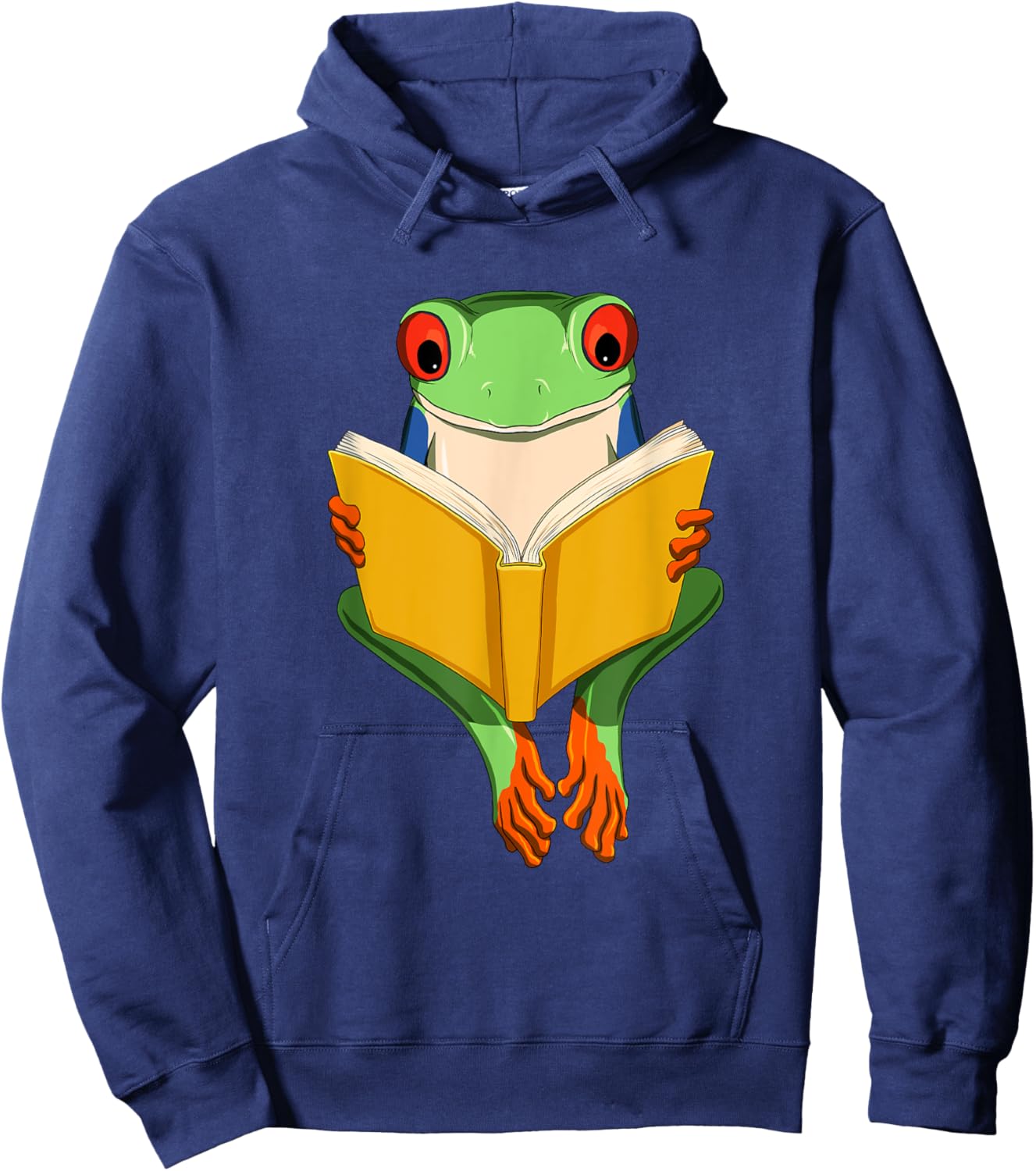 Funny Red Eyed Tree Frog Read Book Hoodie - Hoodie | Navy