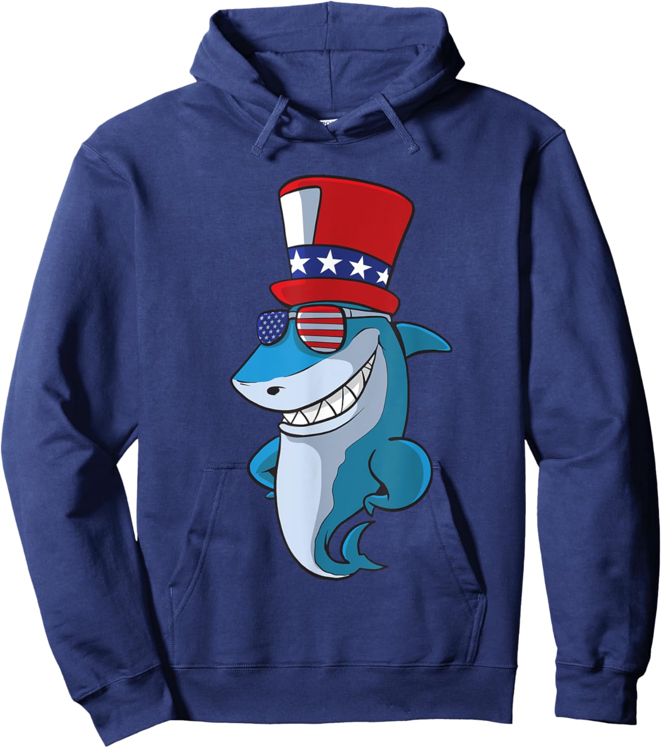 Cute Shark 4th Of July Independence Day America USA Hoodie - Hoodie | Navy