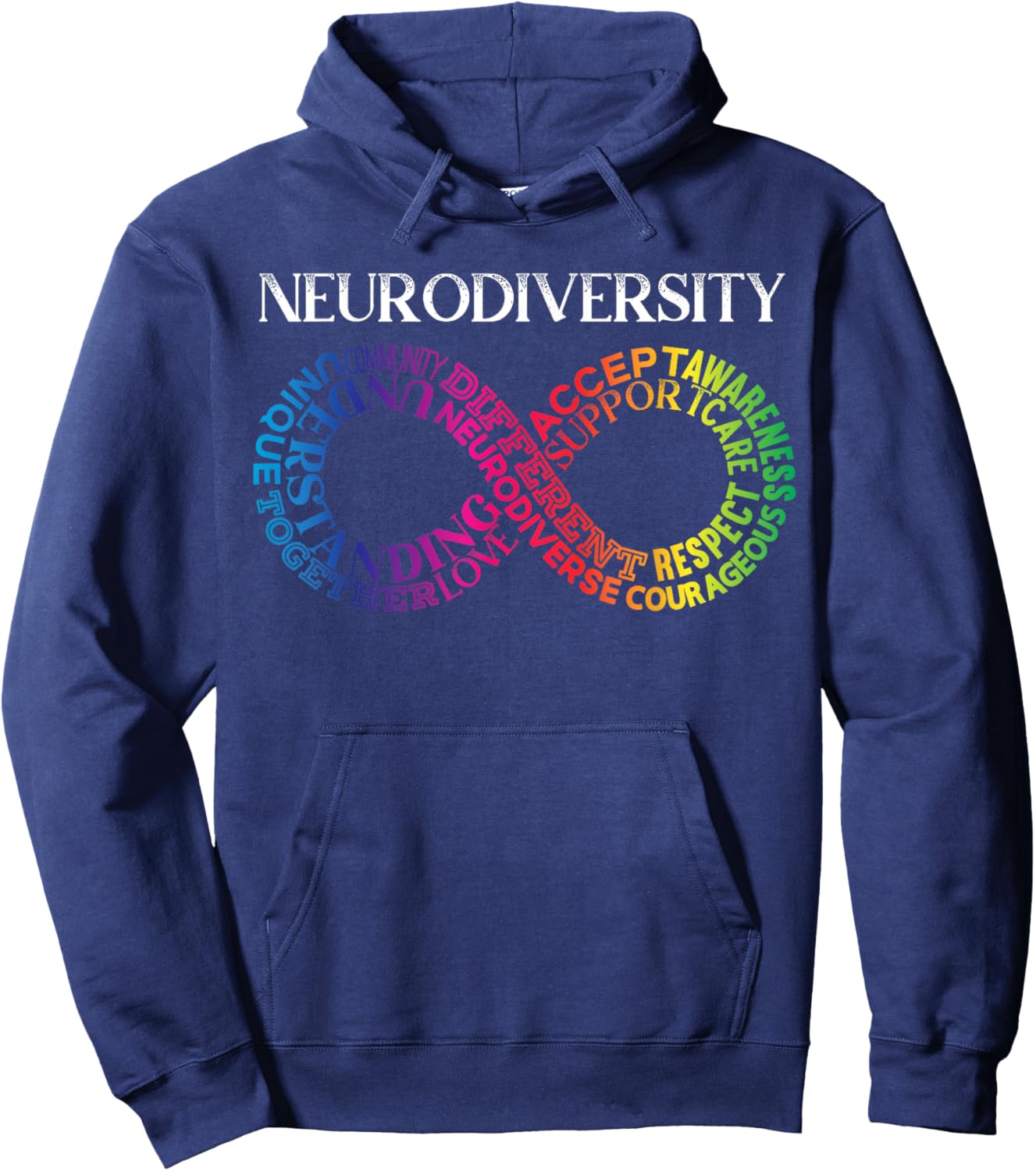 Neurodiversity Neurodivergent Rainbow Infinity ADHD ASD Small Hoodie - Hoodie | Navy