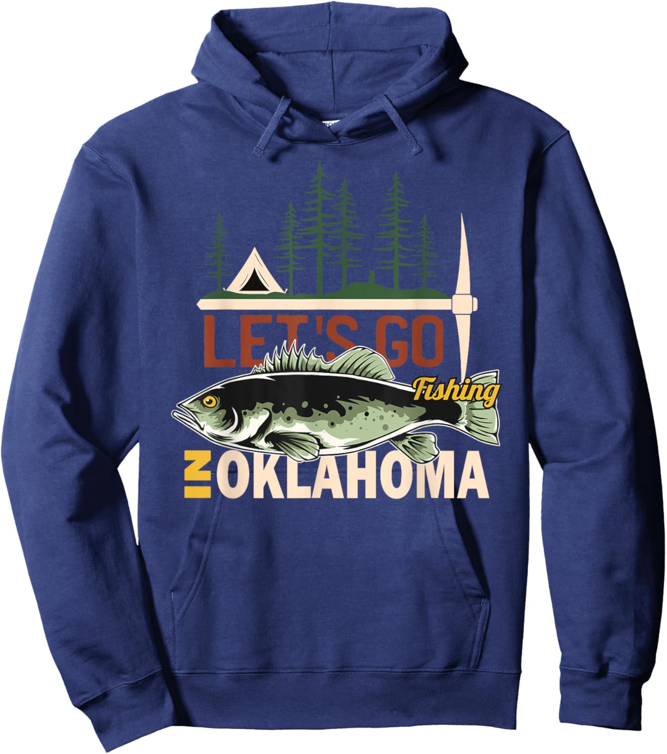 Camping Fishing in Oklahoma - Nature Oklahoma Fishing Hoodie - Hoodie | Navy