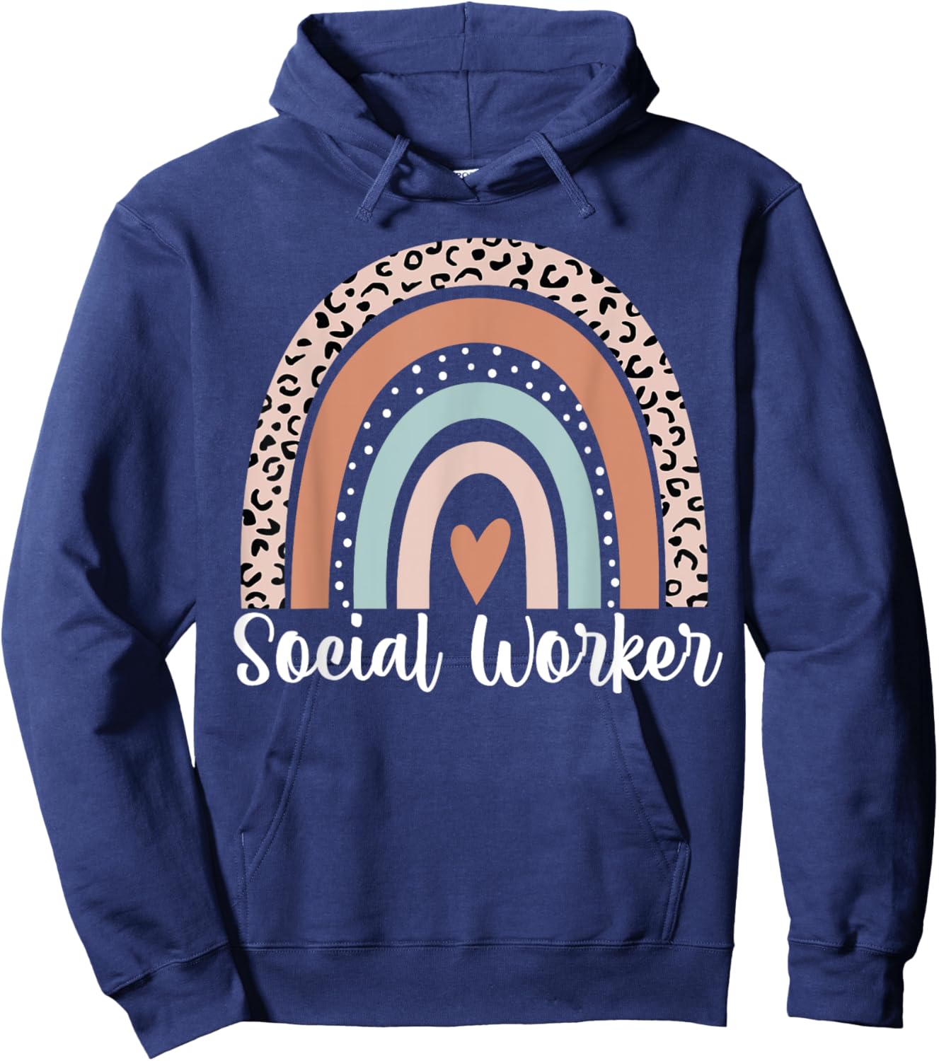 Social Worker Rainbow Leopard Funny Social Worker Hoodie - Hoodie | Navy