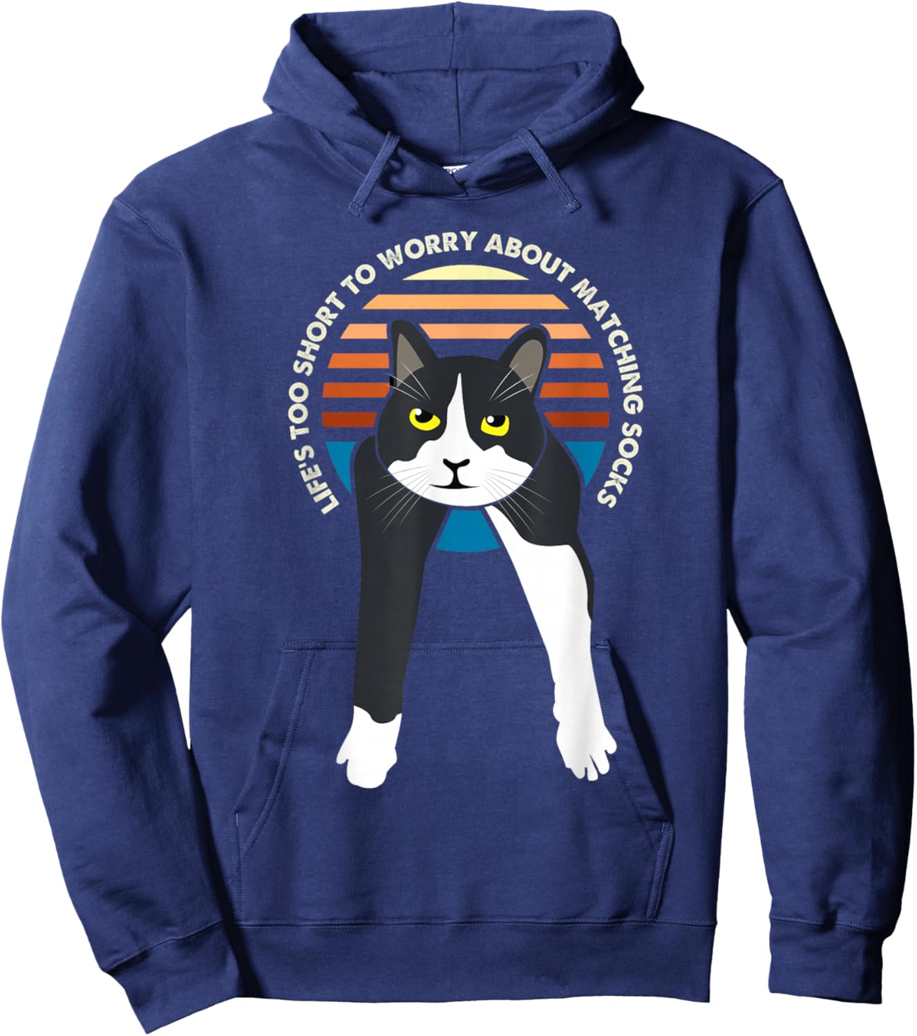 Tuxedo Cat Meme Funny Sayings Life's Too Short to Worry Gift Hoodie - Hoodie | Navy