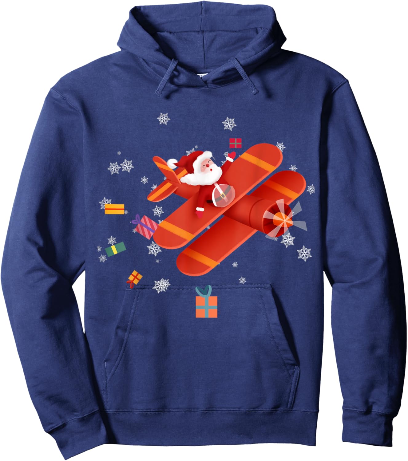 Santa Claus Pilot Flying Airplane Merry Christmas Boy Kids Hoodie - Hoodie | Navy