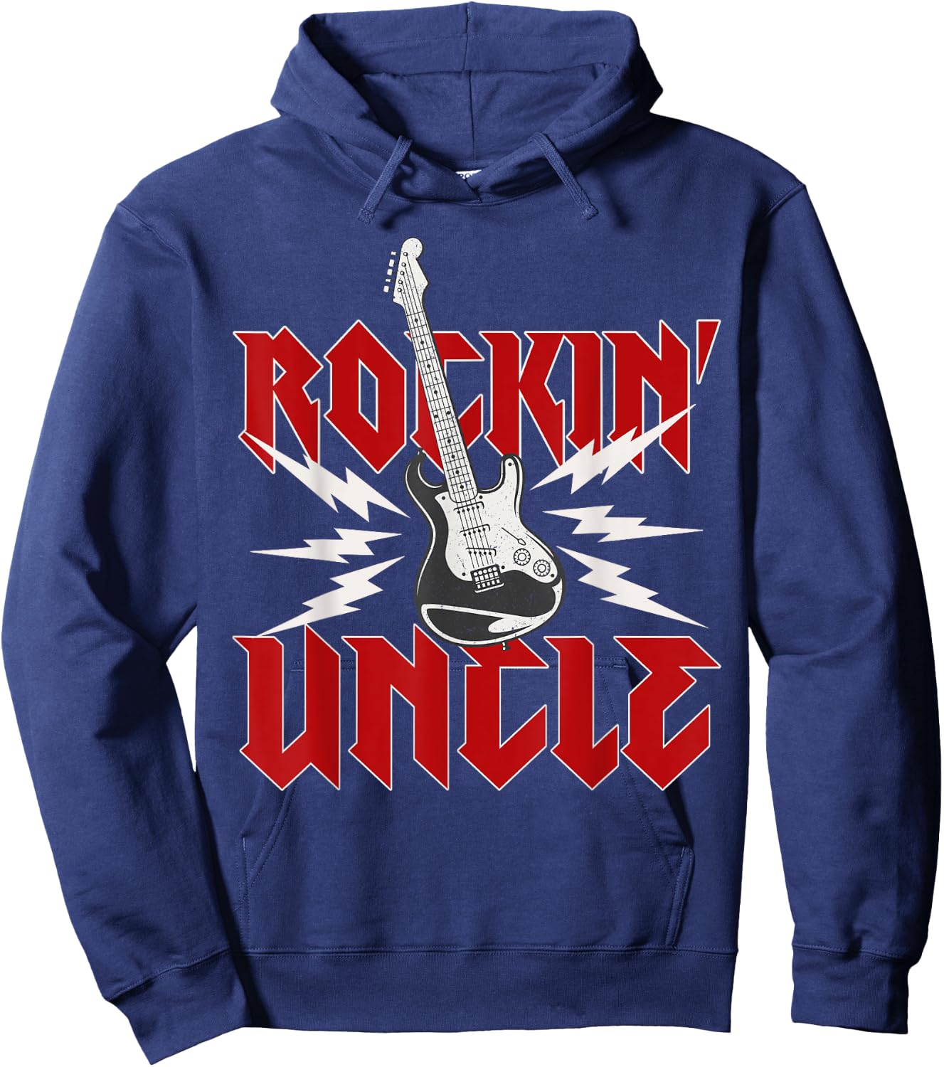 Uncle Rockin One Birthday Family Matching Rock Guitar Hoodie - Hoodie | Navy