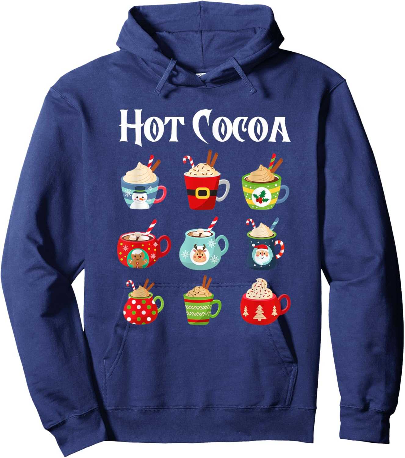 Hot Cocoa Christmas Cup Hot Chocolate Candy Cane Xmas Hoodie - Hoodie | Navy