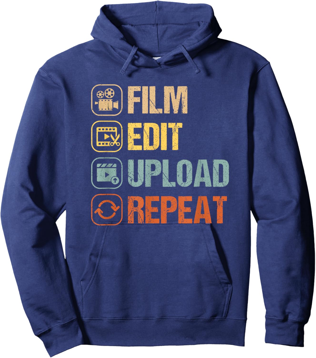 Film Edit Repeat Cinematographers Movie Maker Filmmaker Hoodie - Hoodie | Navy