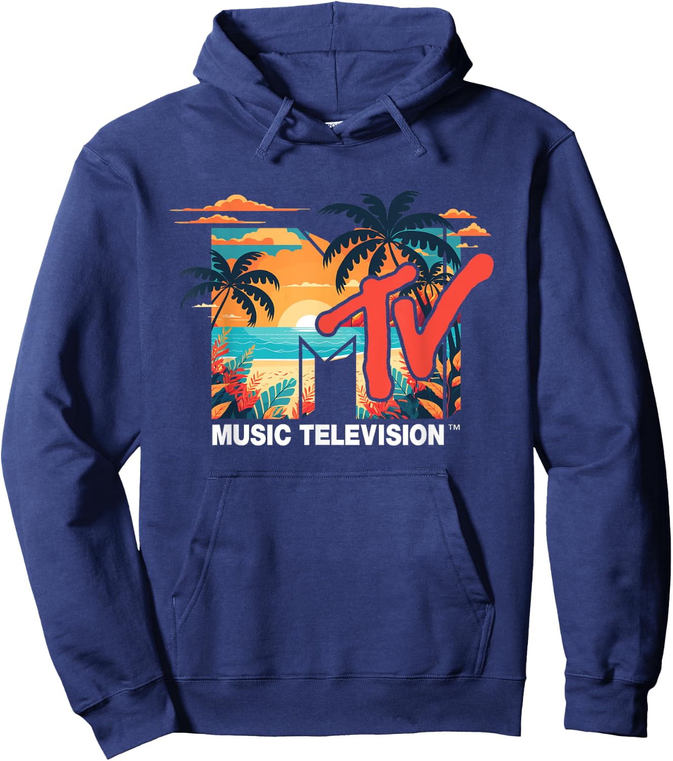 Mademark x MTV - MTV Logo Palm Beach Summer Sunrise Hoodie - Hoodie | Navy
