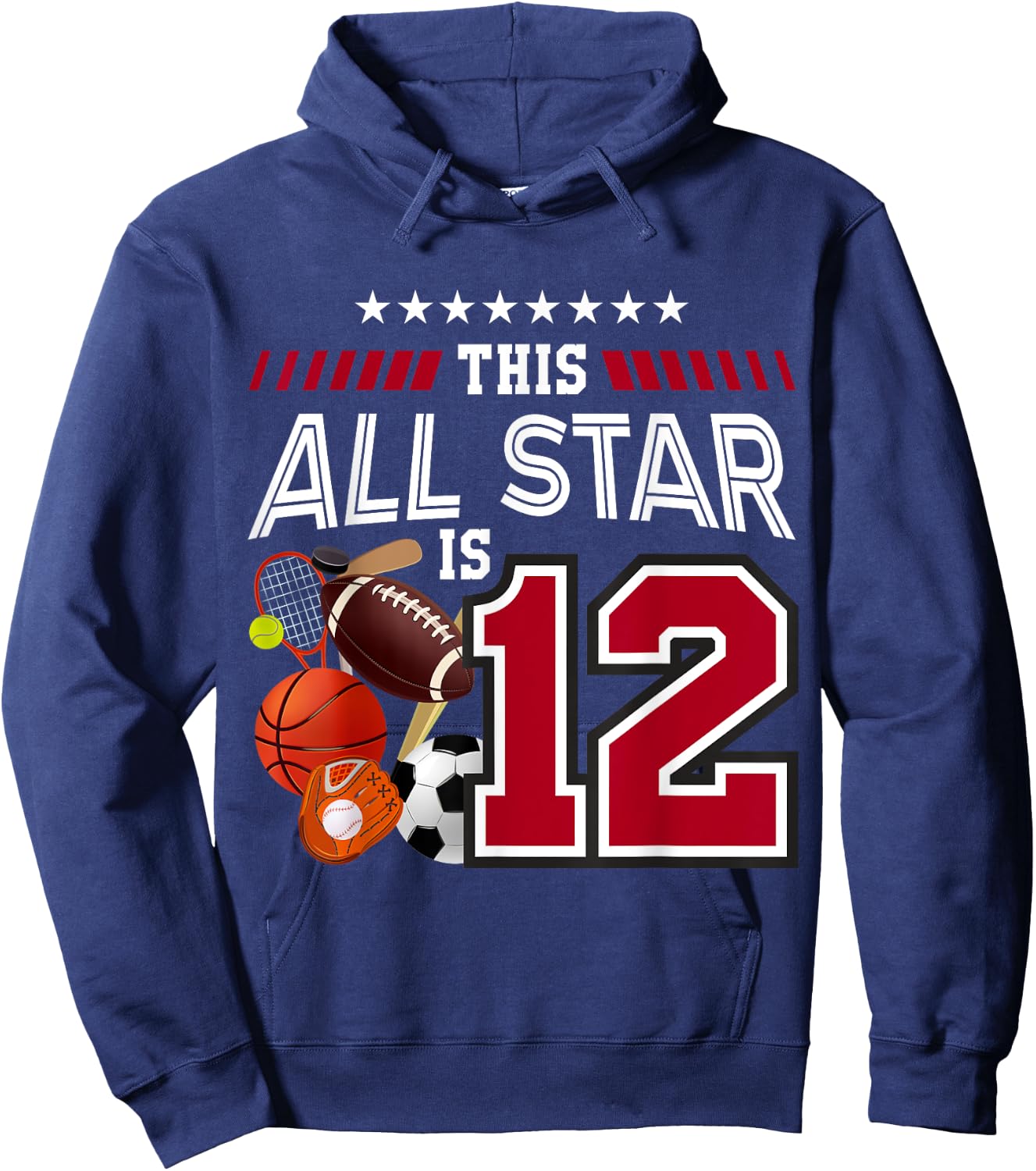 This All Star Is 12th Birthday Sport Lover 12 Year Old Hoodie - Hoodie | Navy