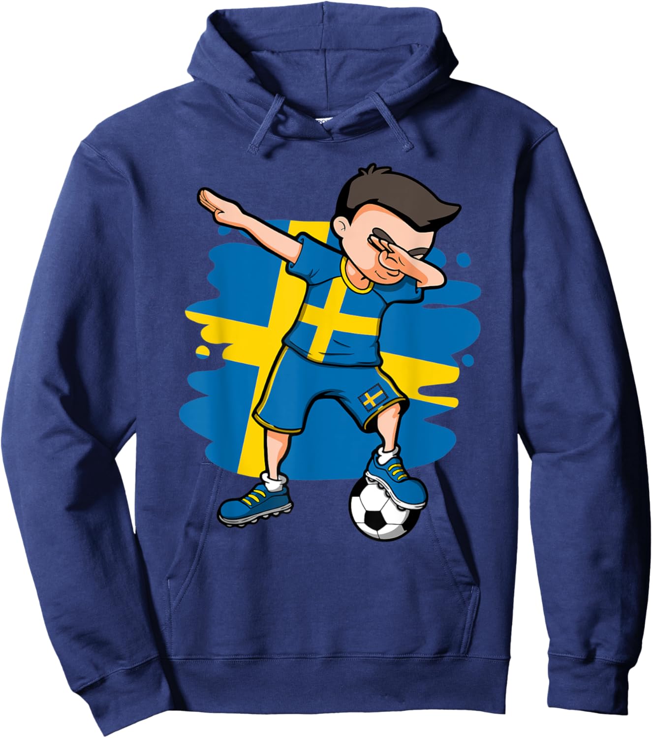 Dabbing Soccer Boy - Sweden Jersey Swedish Football Fans Hoodie - Hoodie | Navy