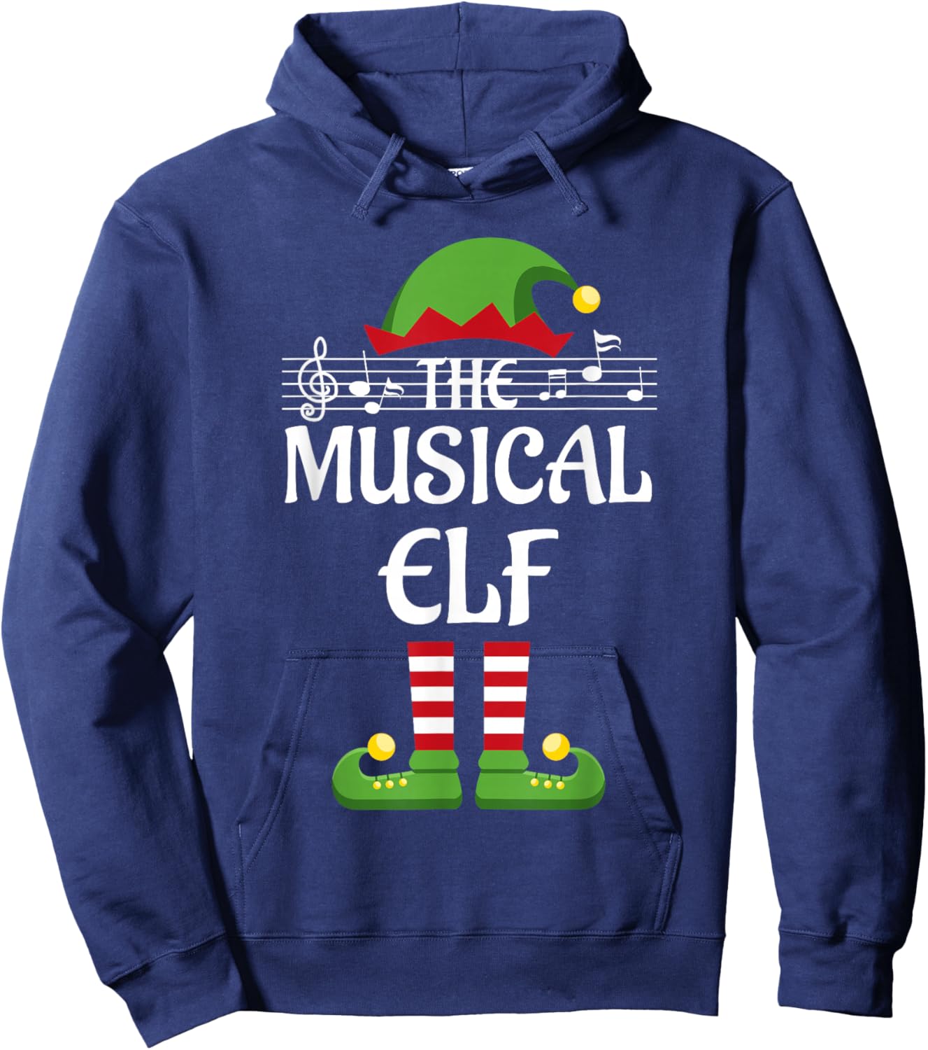 Musical Elf Family Matching Group Christmas Music Hoodie - Hoodie | Navy