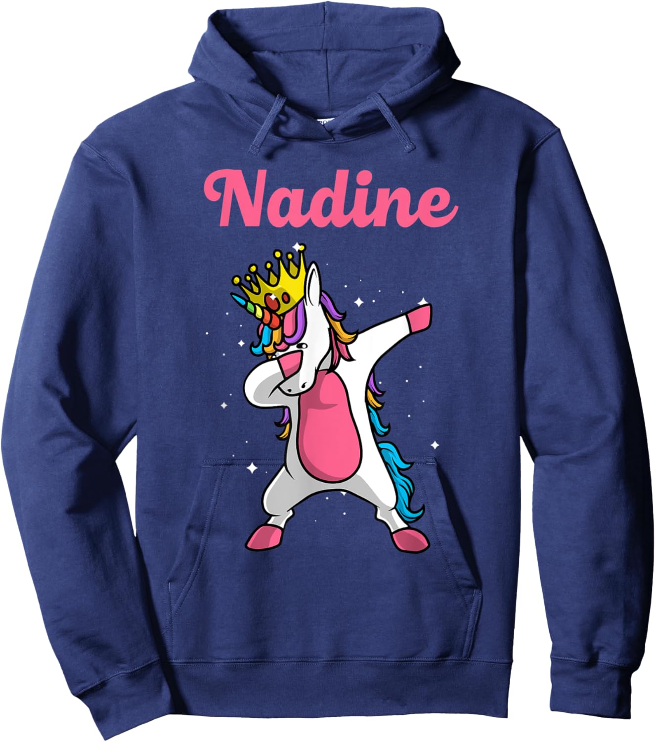 NADINE Gift Name Personalized Birthday Dabbing Unicorn Queen Hoodie - Hoodie | Navy