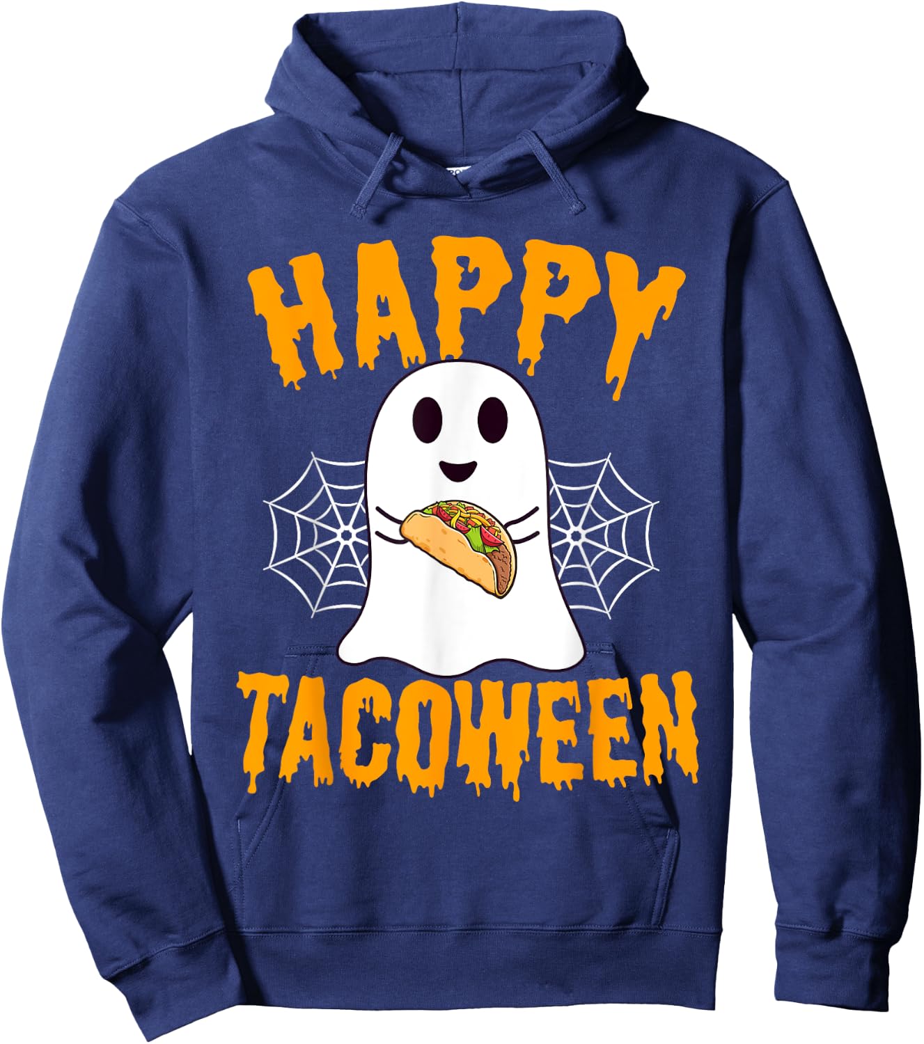 Happy Tacoween Food Funny Halloween Ghost Tacos Hoodie - Hoodie | Navy