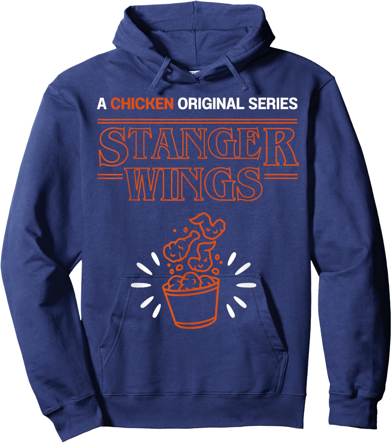 Stranger Wings A Chicken Original Series BBQ Chicken Wings Hoodie - Hoodie | Navy