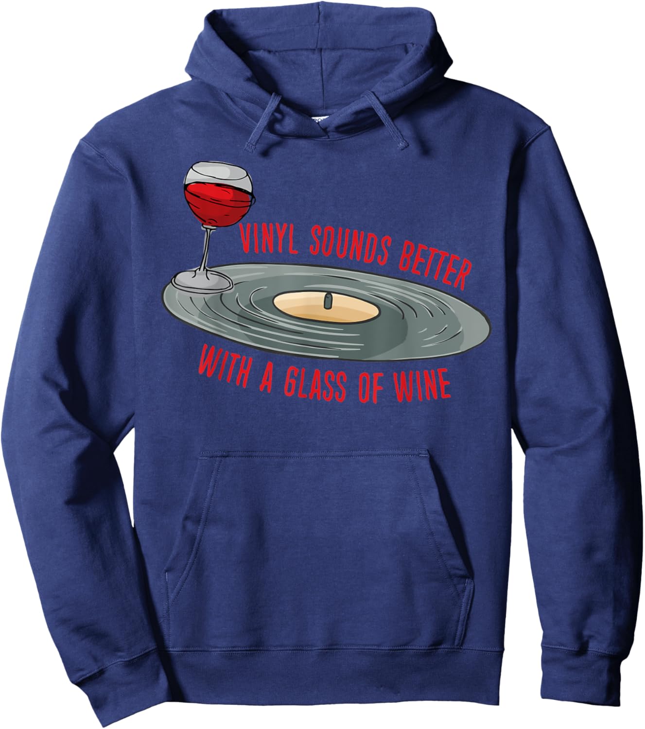 Vinyl Records Lover Retro Music Vinyl Collectors Wine Lover Hoodie - Hoodie | Navy