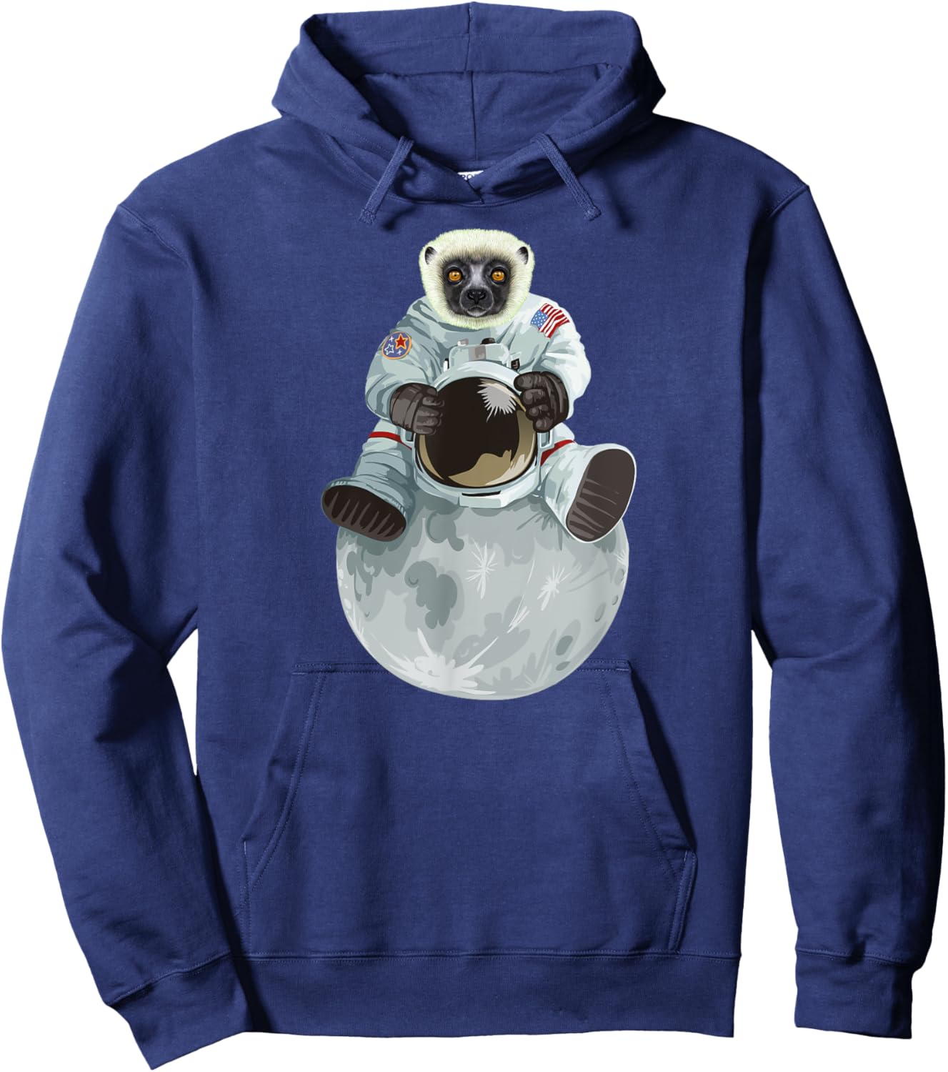 lemur astronaut Sitting moon Space Animal Coquerel's sifaka Hoodie - Hoodie | Navy