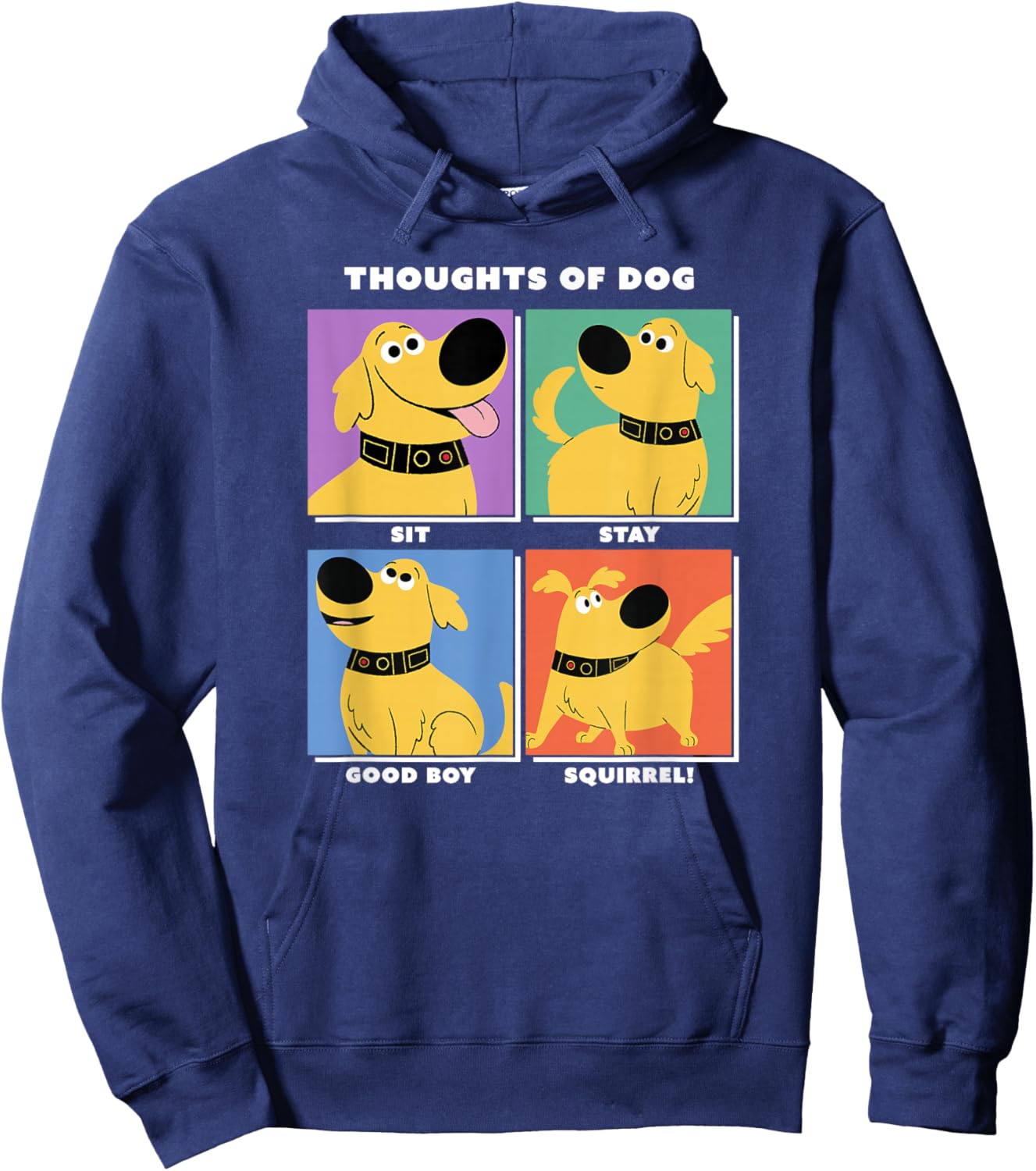 Disney Pixar Up Dug Thoughts of Dog Expressions Box Up Small Hoodie - Hoodie | Navy