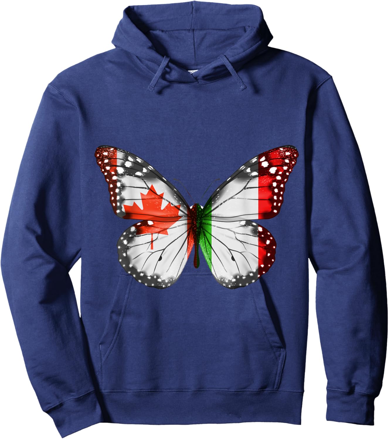 Canadian Italian Flag Butterfly Hoodie - Hoodie | Navy