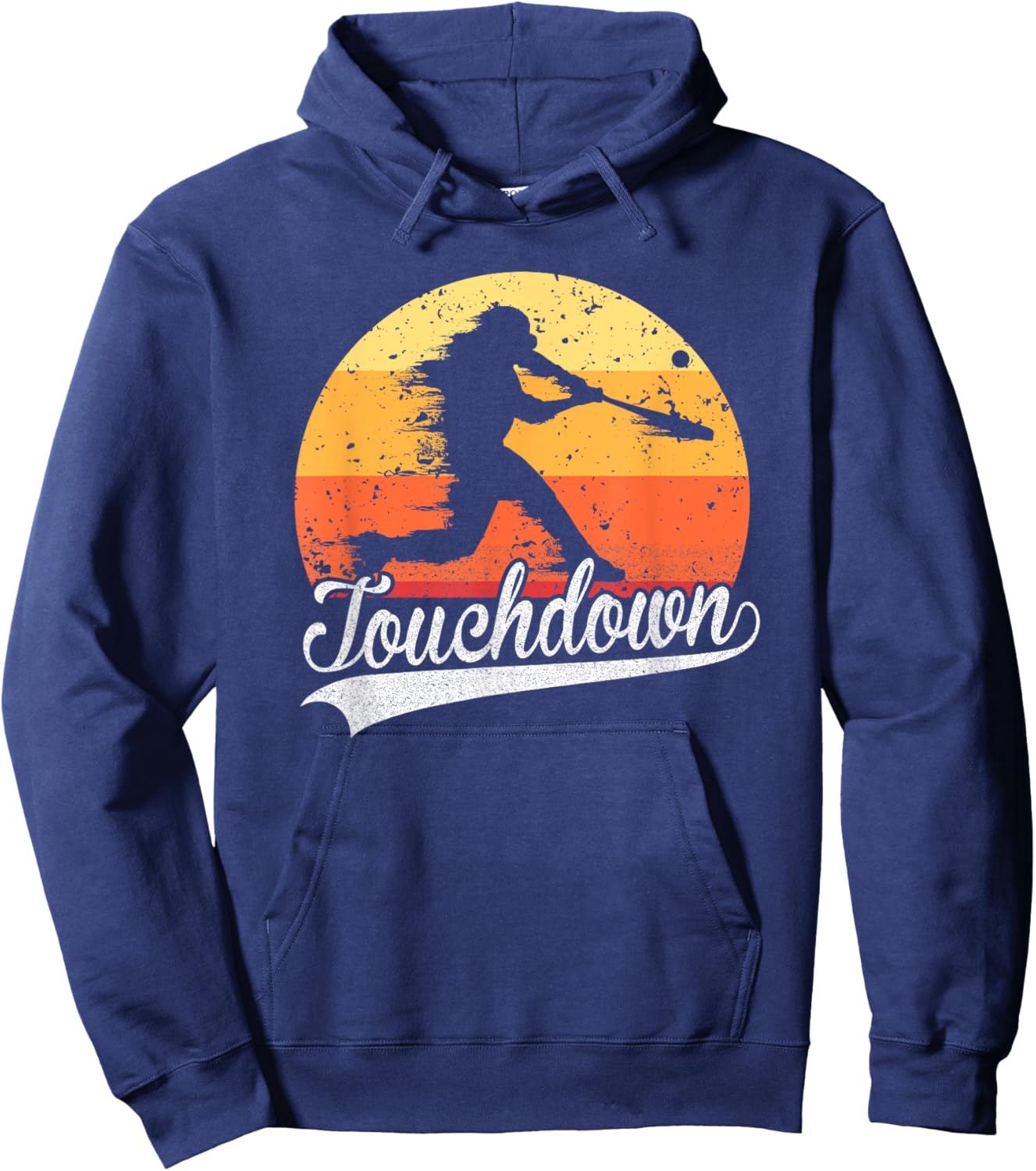 Touchdown Funny Baseball Player Retro Vintage Sunset Homerun Hoodie - Hoodie | Navy