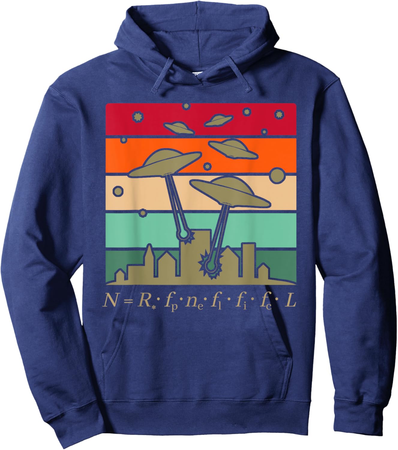 Fermi Paradox Drake Equation Physics Nerd UFO UAP Aliens Hoodie - Hoodie | Navy